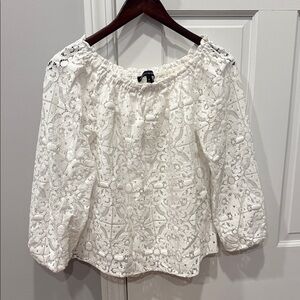 White House Black Market White Lace Blouse